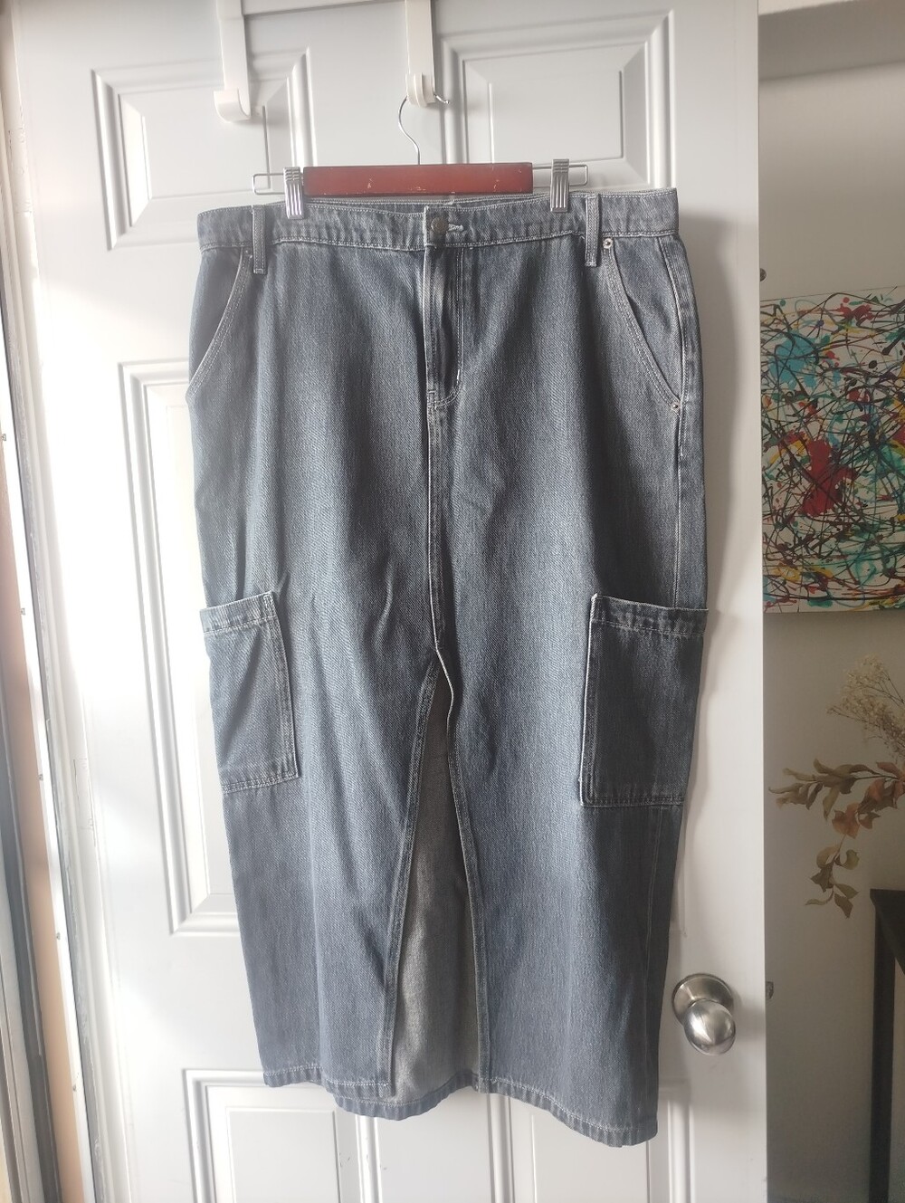 Old Navy Gray Mid-rise Denim Skirt